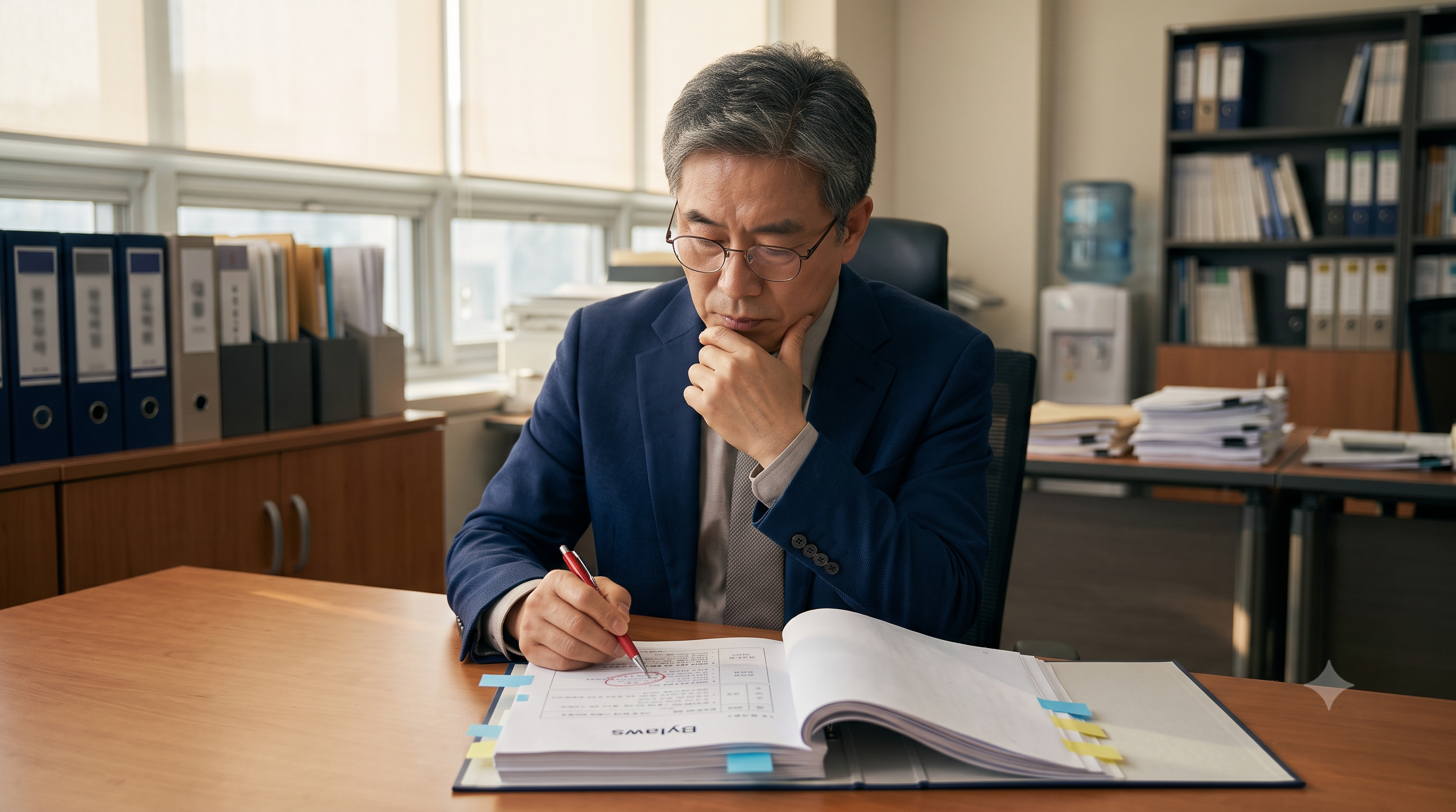 공익법인 지정을 위해 정관의 잔여재산 귀속 조항을 점검하는 모습