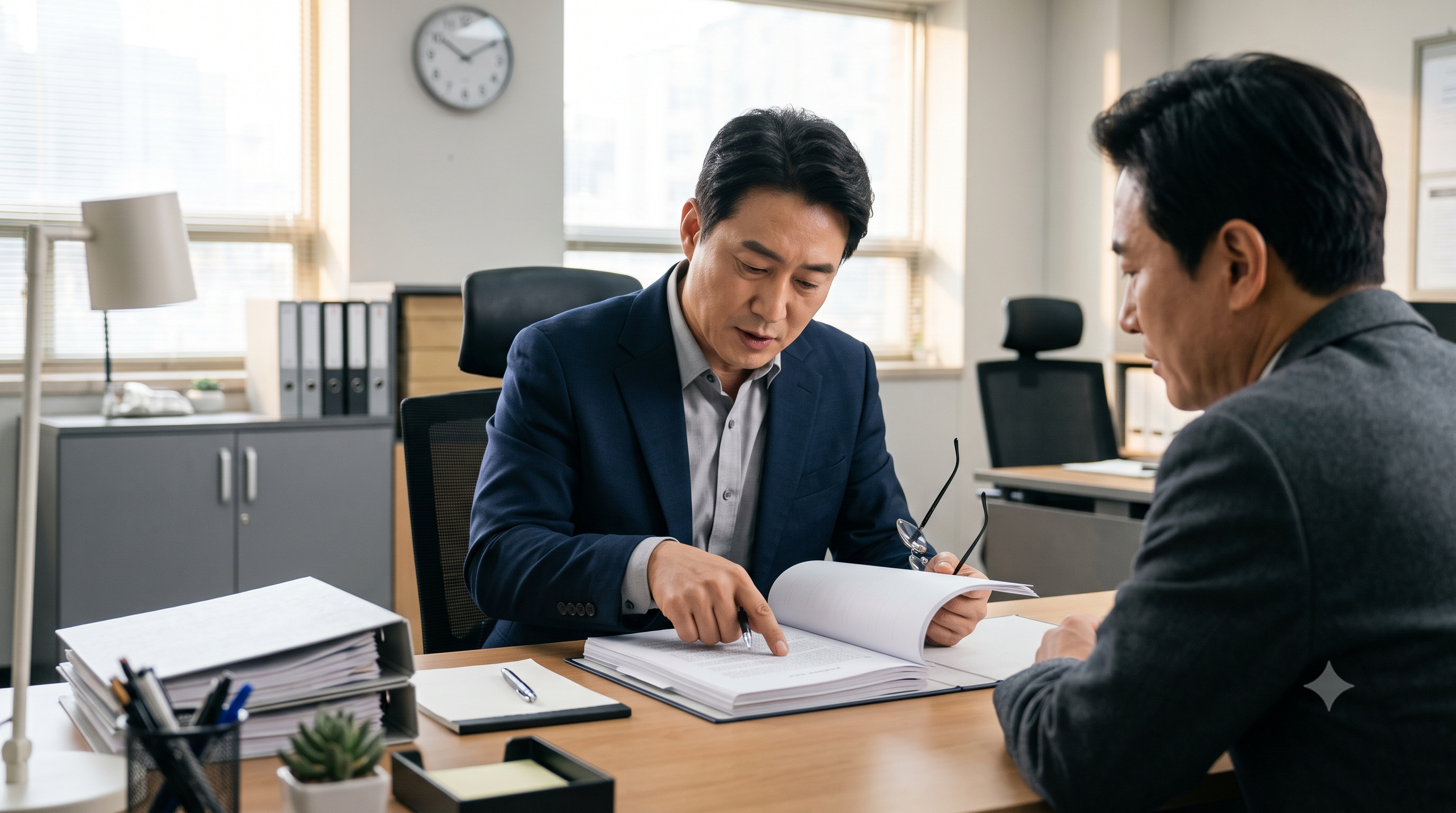 정관의 주사무소 소재지 기재 방식을 확인하며 정관변경 필요 여부를 검토하는 모습
