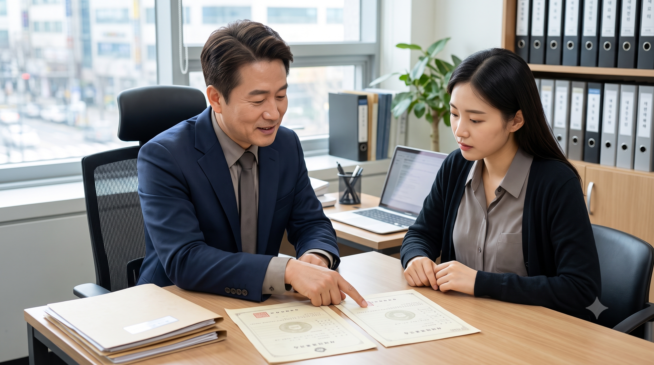 고유번호증과 사업자등록증의 차이를 설명하며 단체에 맞는 증서를 안내하는 모습