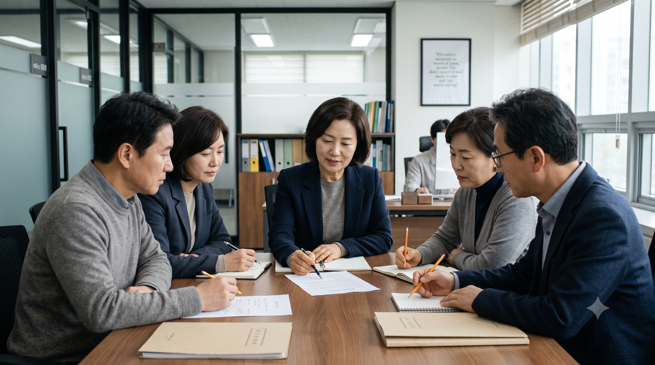 규약과 회의록이 없는 단체를 위해 규약을 새로 정비하는 모습