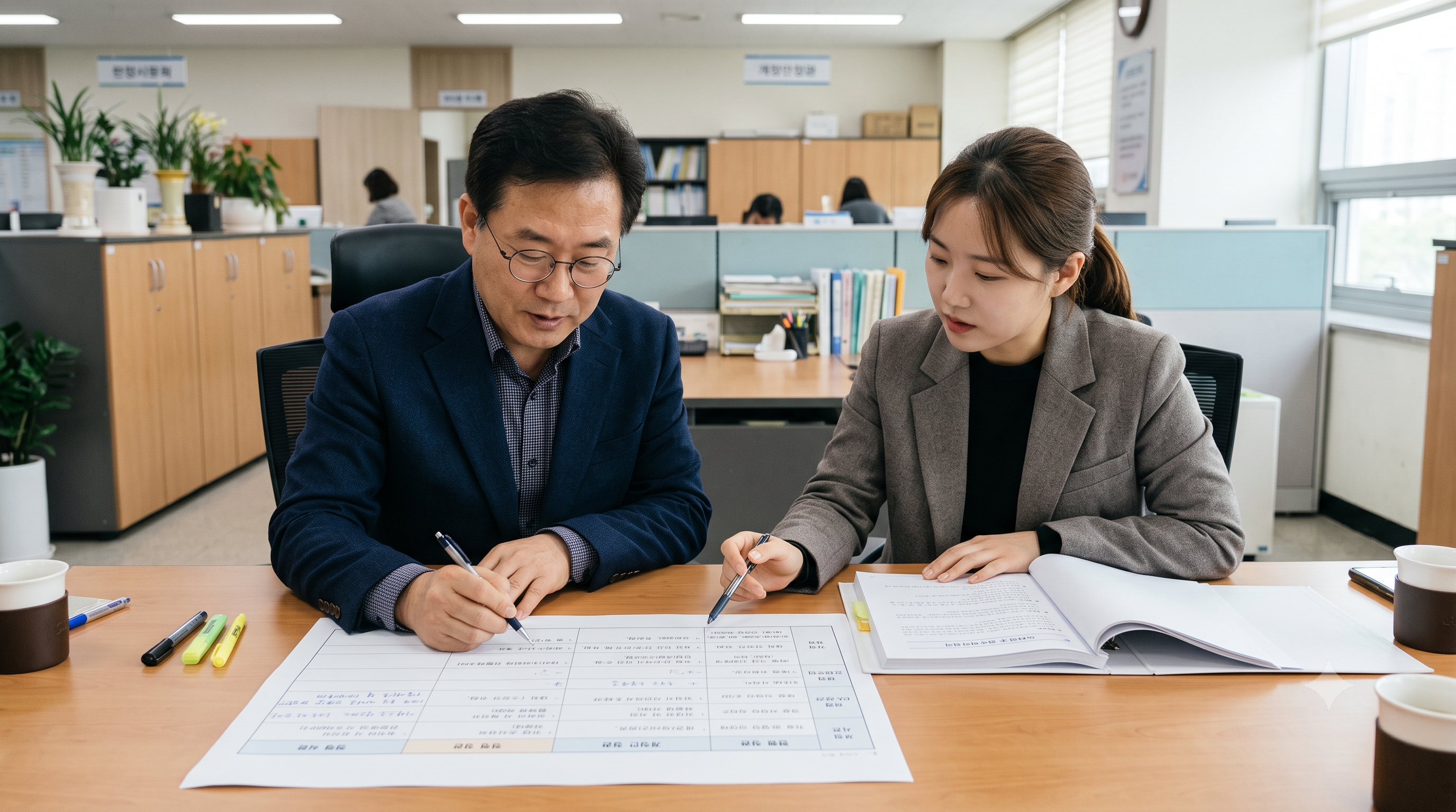 정관 변경 전후 조항과 변경 사유를 담은 신구 대조표를 작성하는 모습