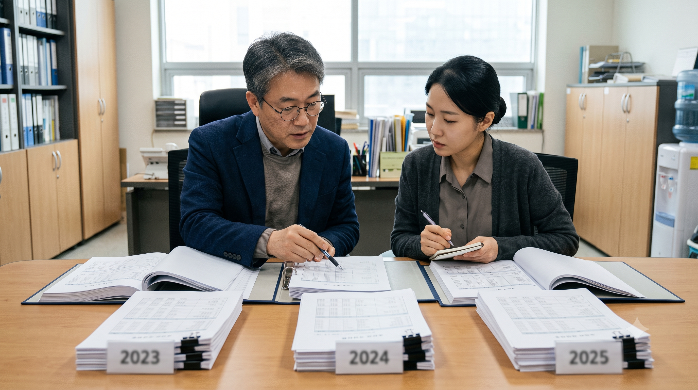 공익법인 지정을 위해 최근 3년간 결산서를 정리하는 모습