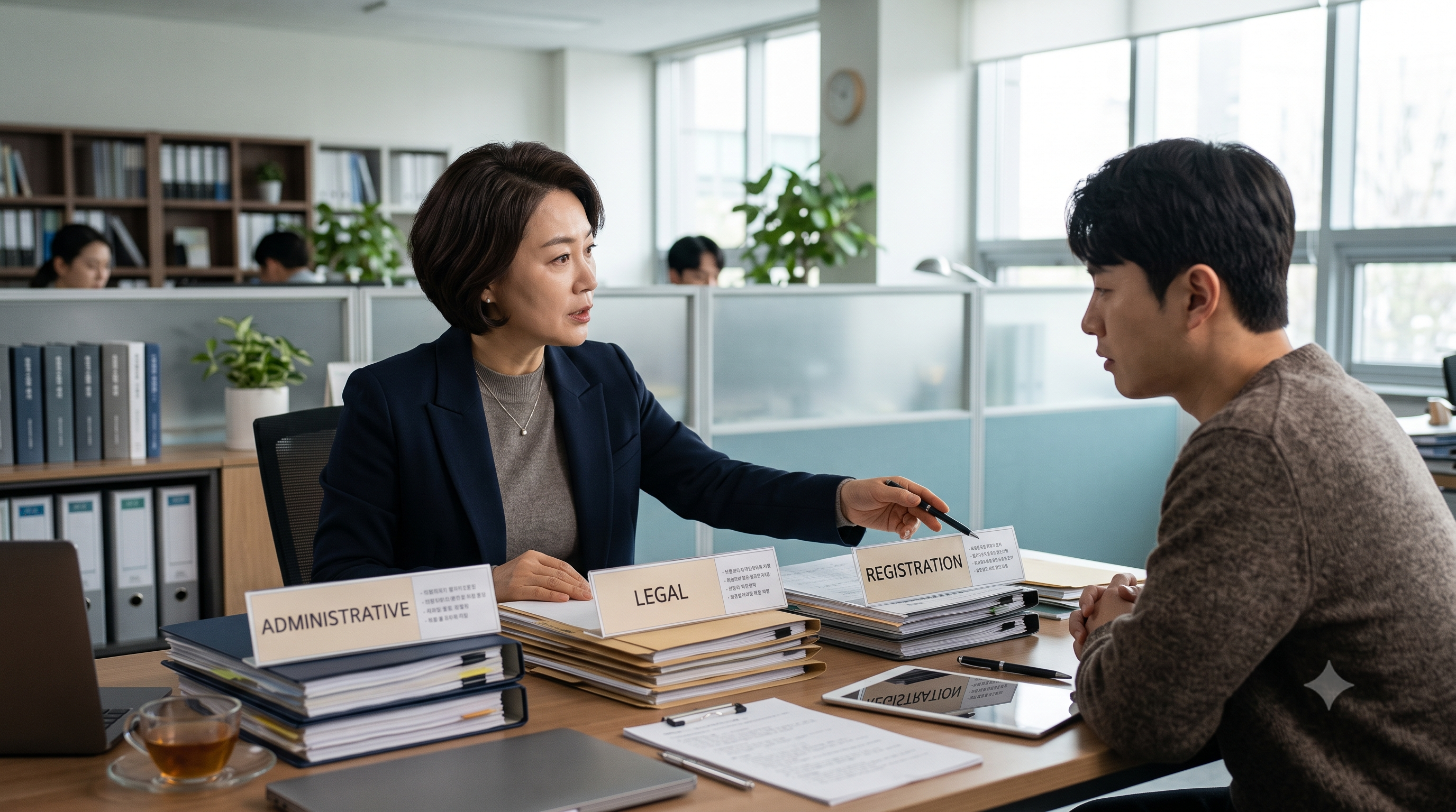 행정사·변호사·법무사의 업무 영역을 구분해 설명하는 모습